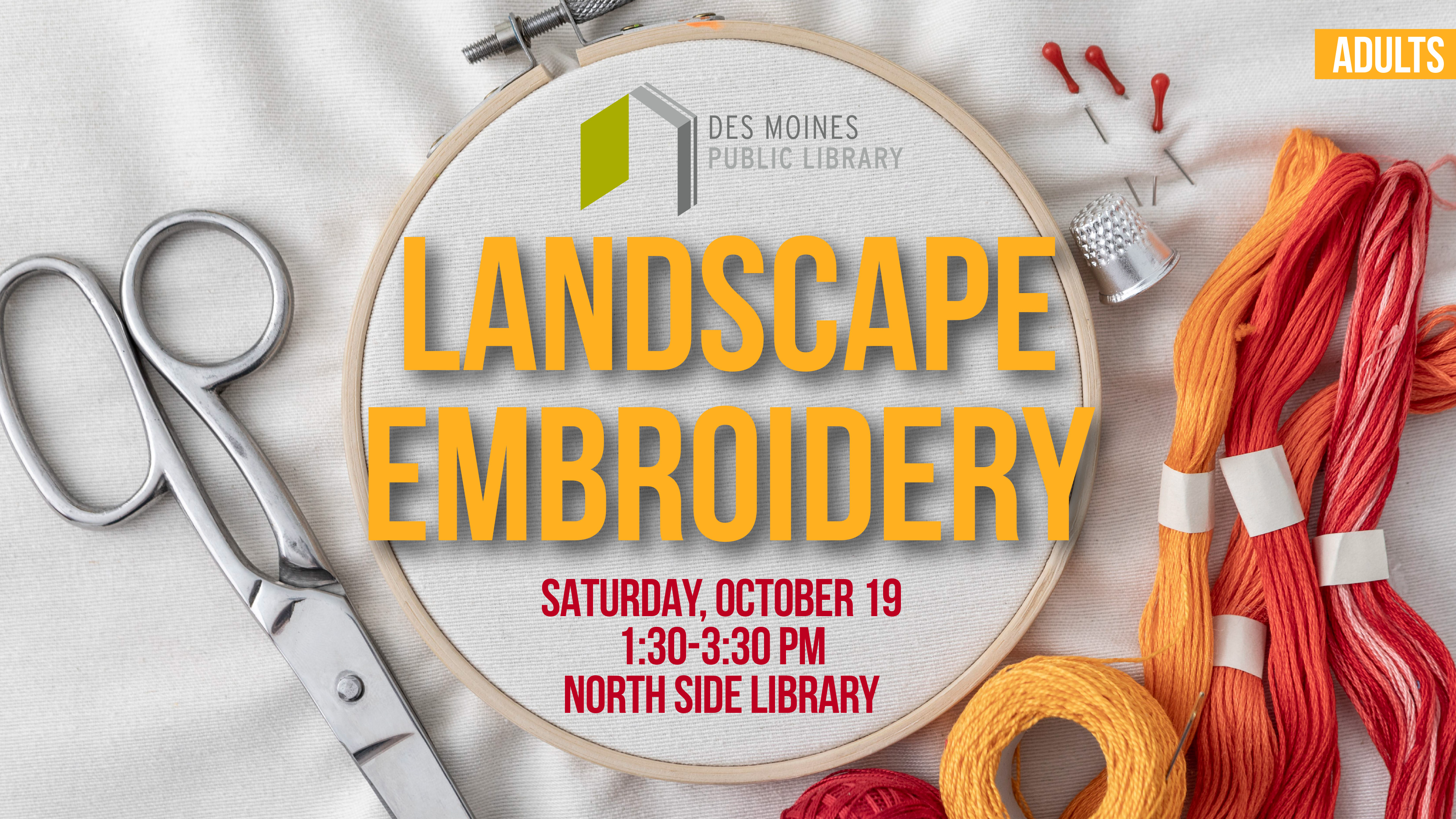 Landscape Embroidery Des Moines Public Library